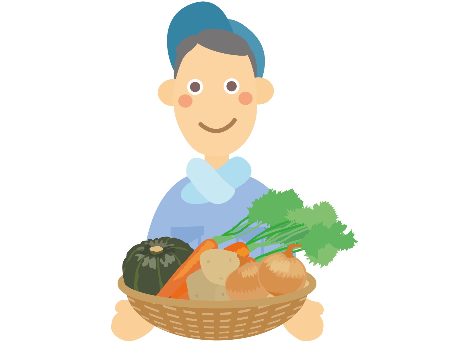 野菜と生産者男性