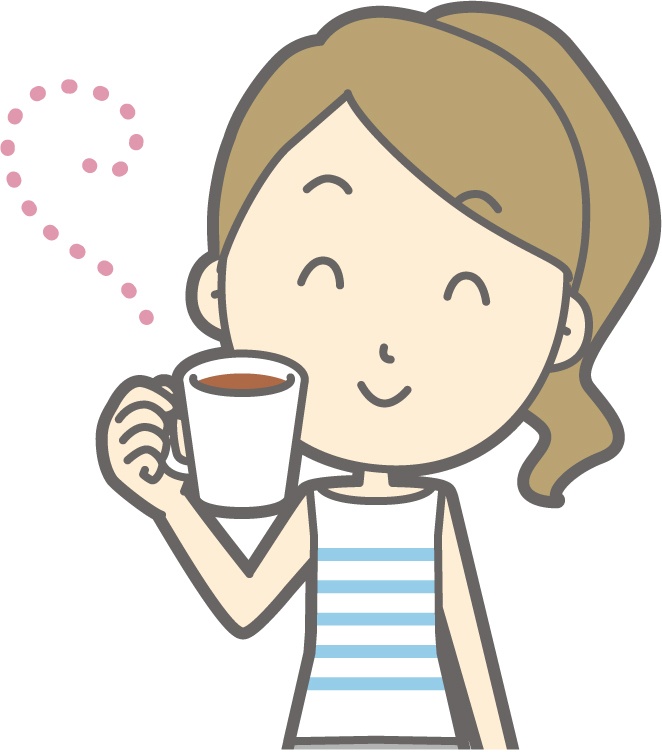 コーヒー気に入るストライプ女性