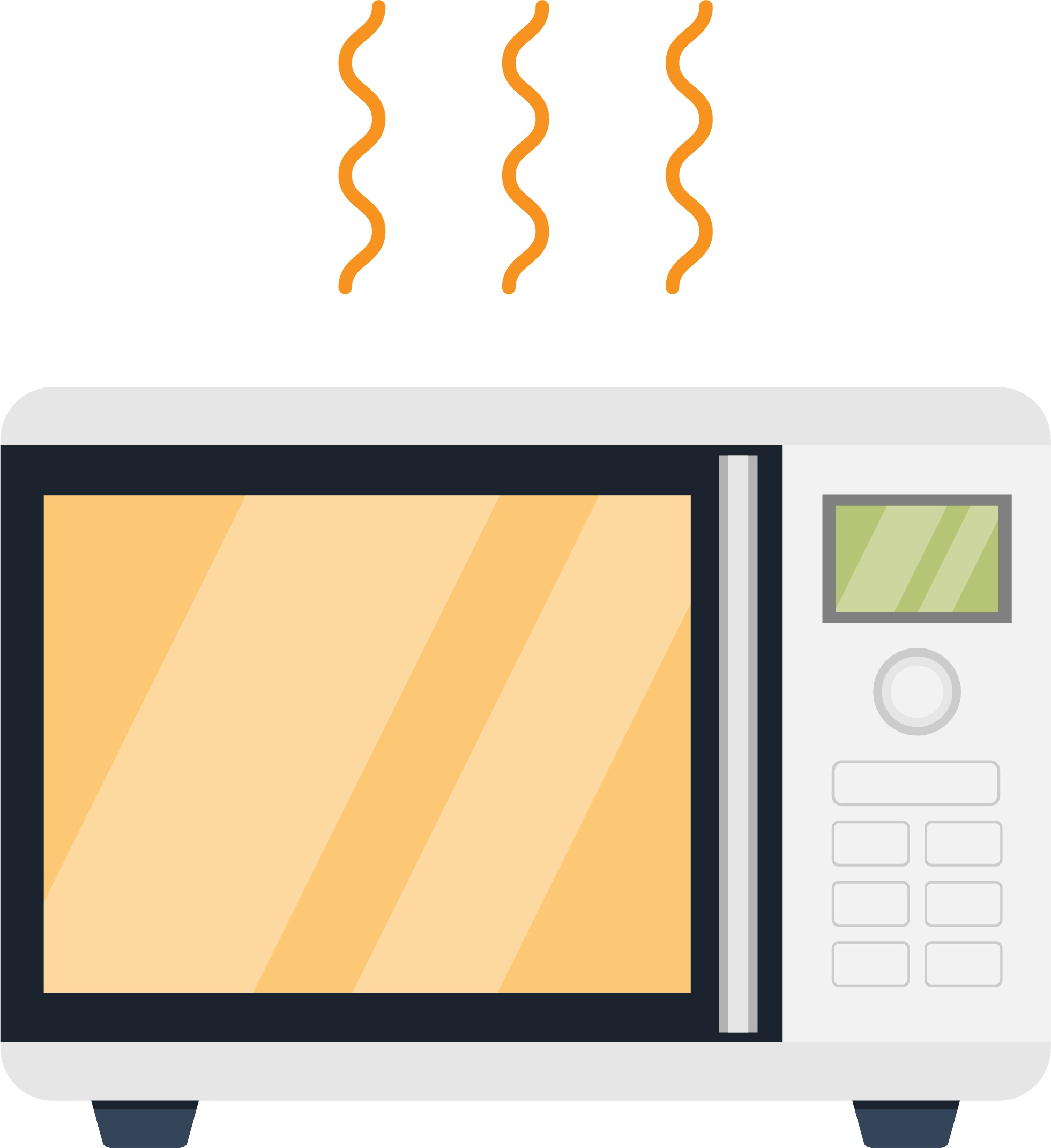 暖め中の電子レンジ