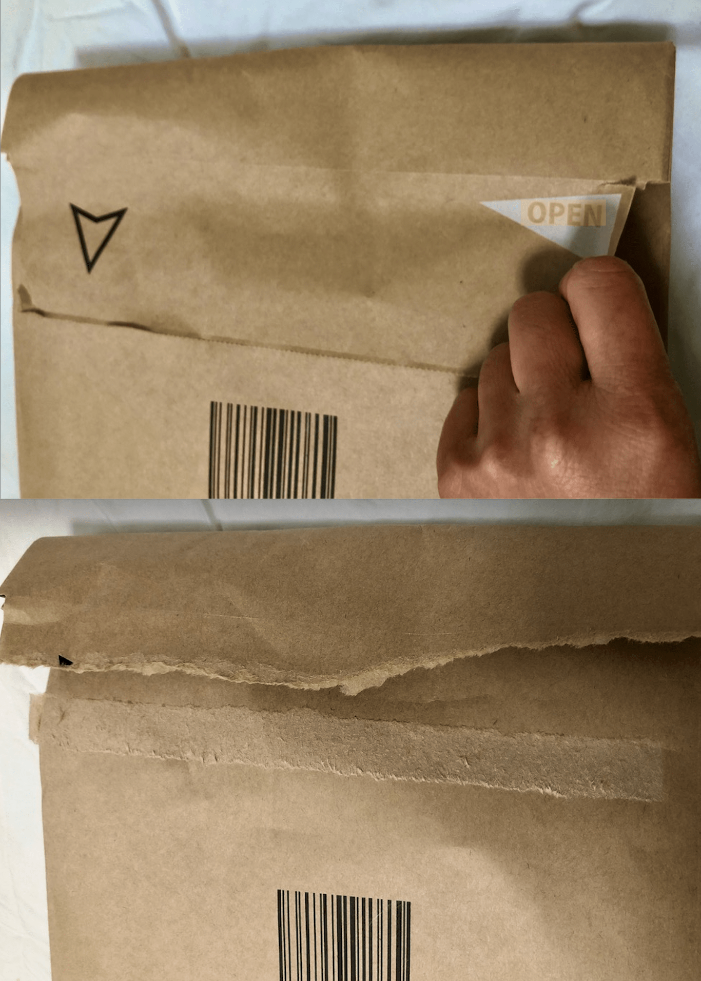 リュック梱包袋開封