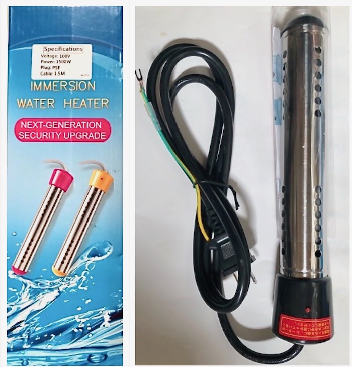 投げ込みヒーター外箱と中身