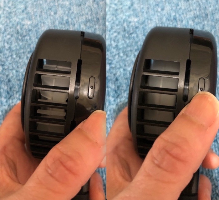 首掛け扇風機オンオフ